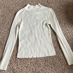 croft & barrow Cream Ribbed Mock-Neck Sweater